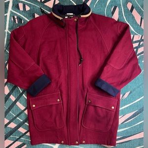 Vintage International Scene Pure New Wool Lined Oversized Mock Neck Coat Jacket
